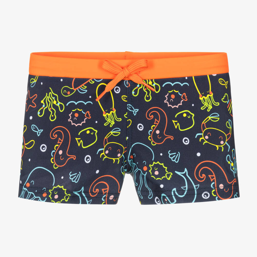 Boboli - Boys Navy Blue Sea Life Swim Shorts | Childrensalon
