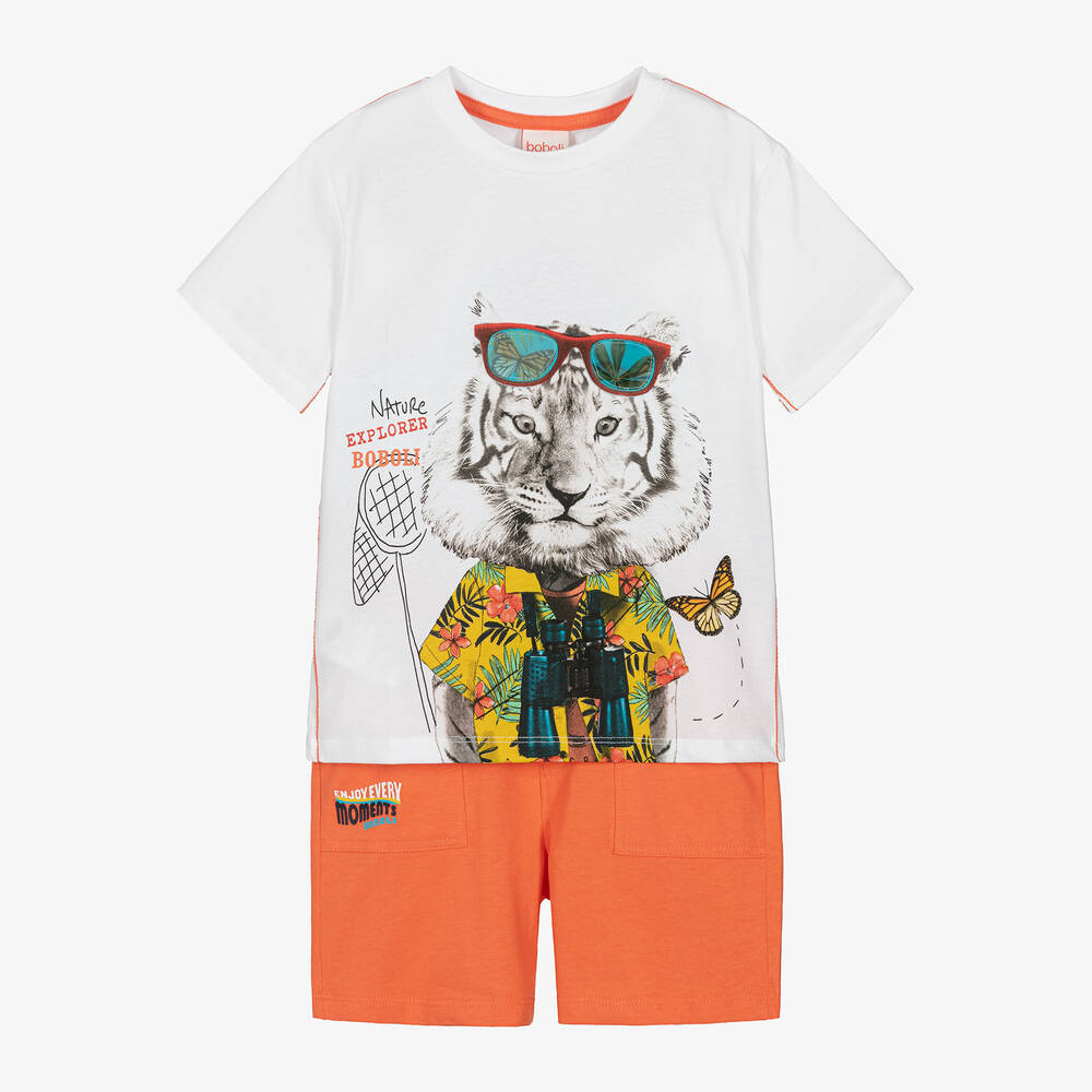 Boboli - Boys Orange Tiger Shorts Set | Childrensalon