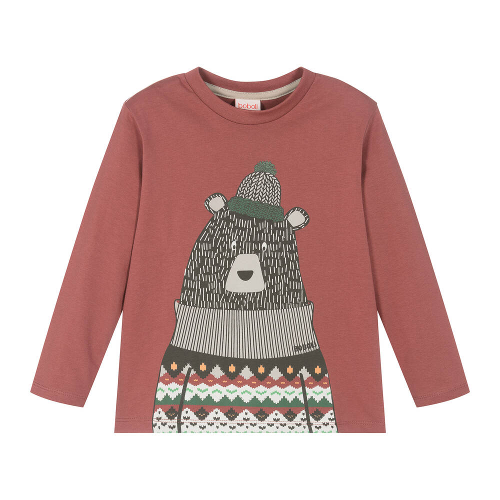 Boboli - Boys Red Cotton Bear Top | Childrensalon