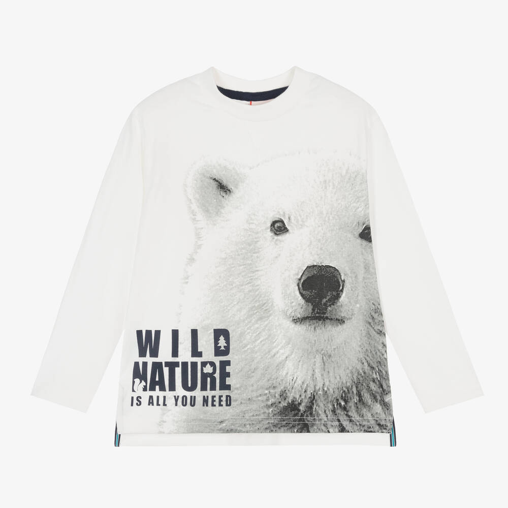 Boboli - Boys White Polar Bear Cotton Top | Childrensalon