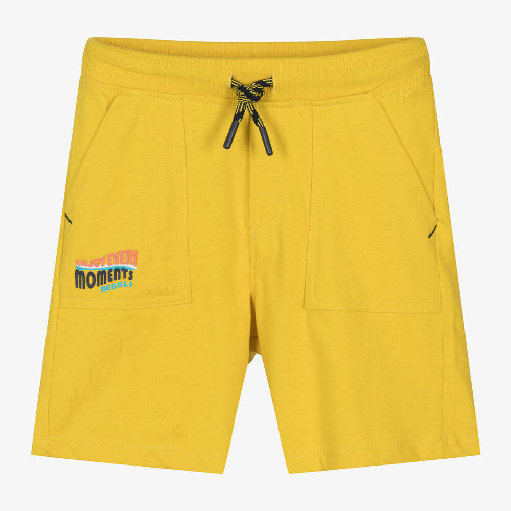 Boboli - Boys Yellow Cotton Drawstring Shorts | Childrensalon