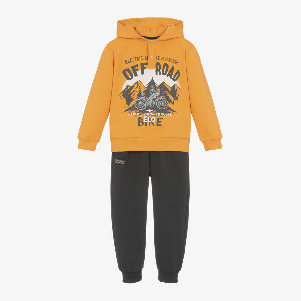 Boboli - Boys Yellow & Grey Cotton Tracksuit | Childrensalon