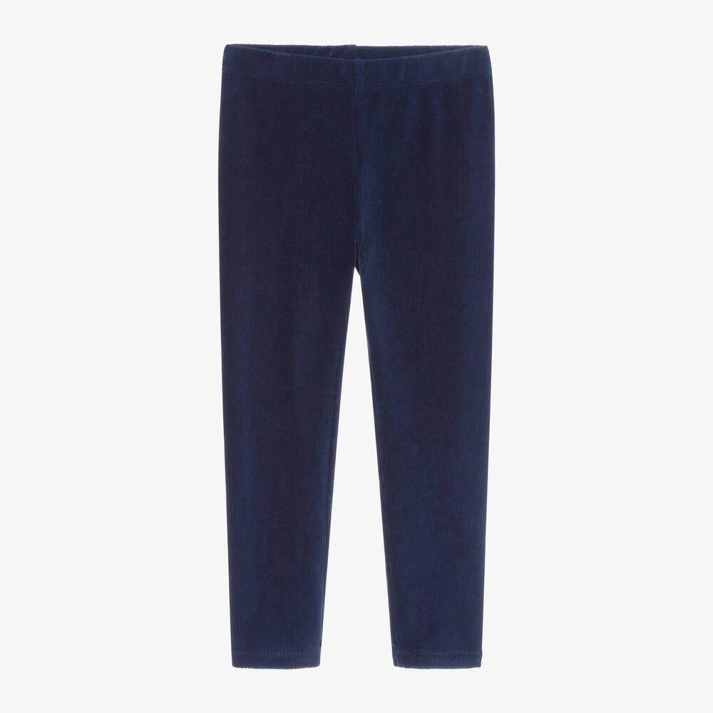 Boboli - Girls Blue Corded Velour Leggings | Childrensalon