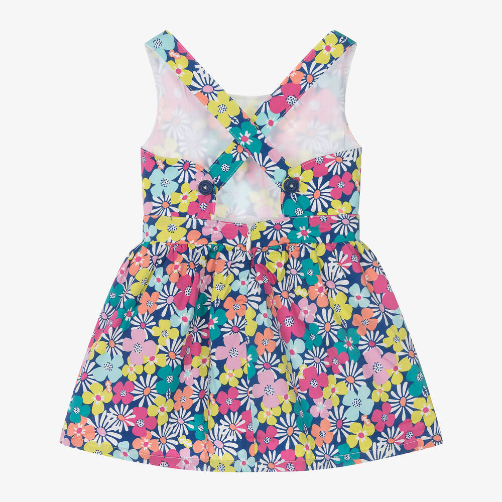 Boboli - Girls Blue Floral Cotton Dress | Childrensalon