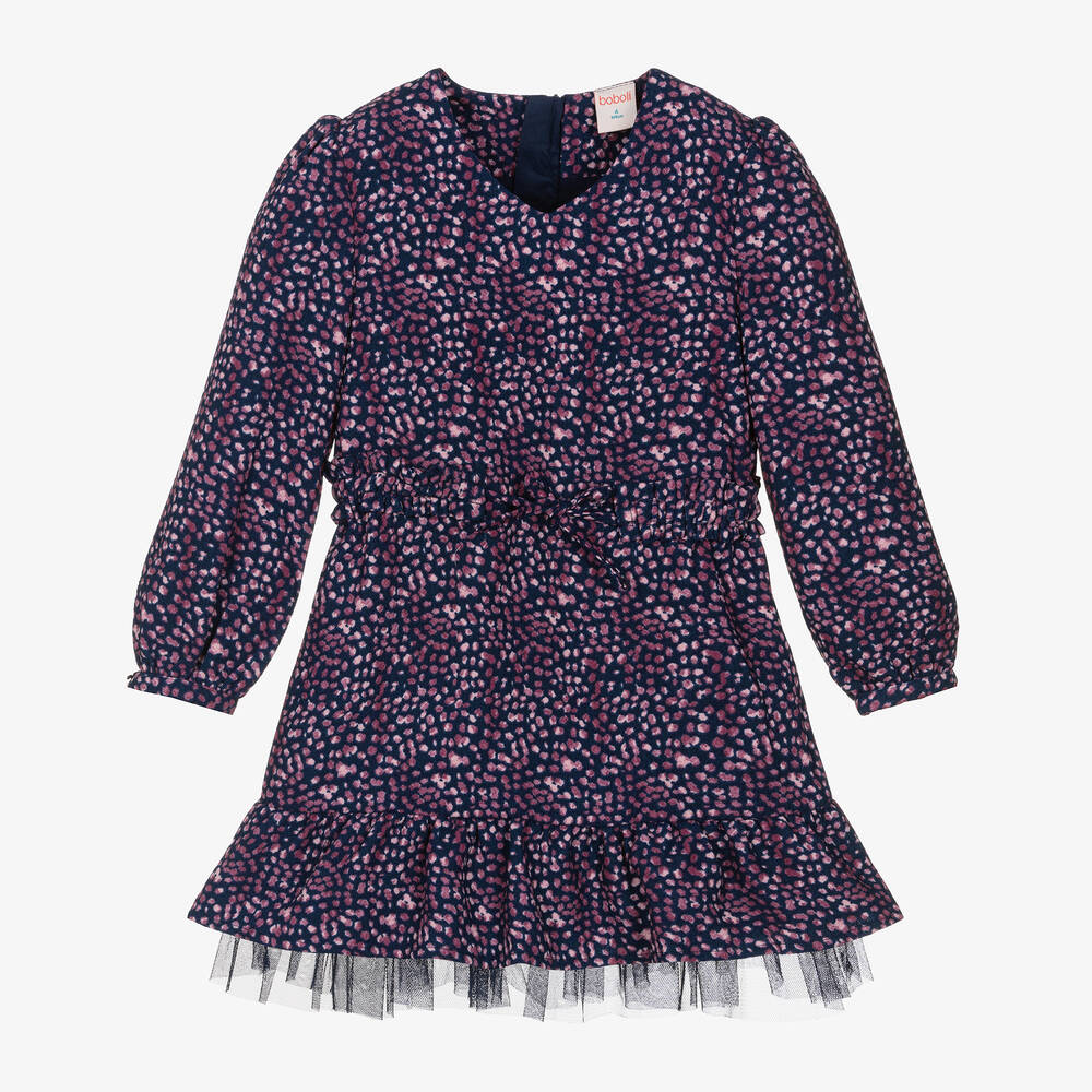 Boboli - Girls Blue & Purple Crêpe Dress | Childrensalon