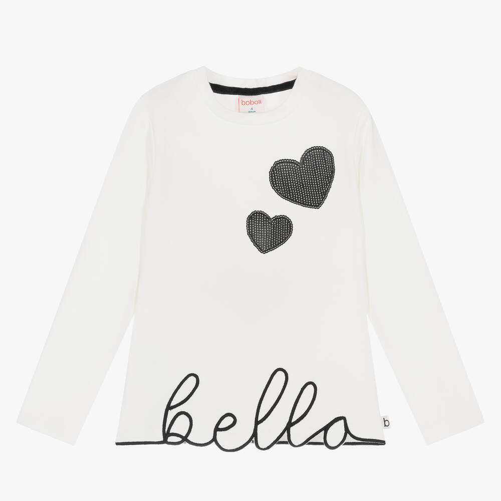 Boboli - Girls Ivory Cotton Embroidered Top | Childrensalon