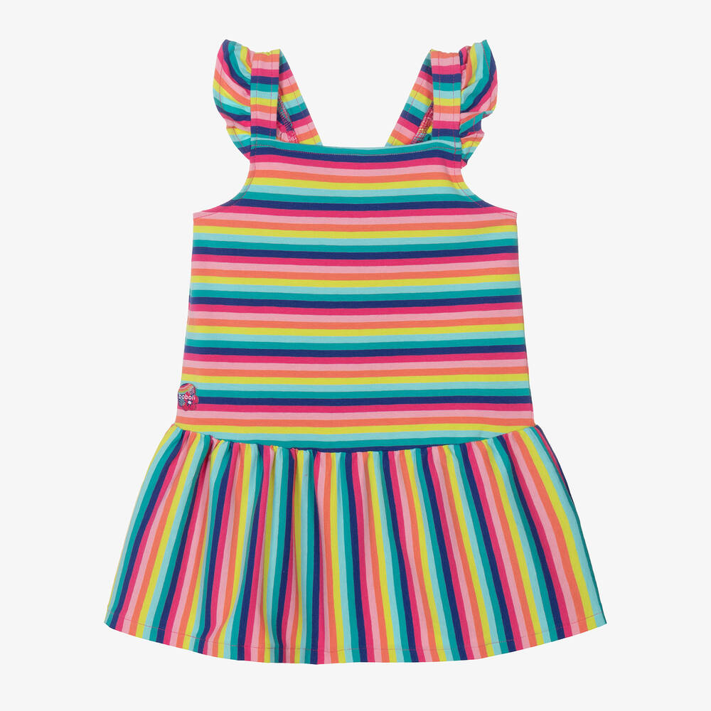 Boboli - فستان قطن جيرسي مقلم بطبعة ملونة | Childrensalon