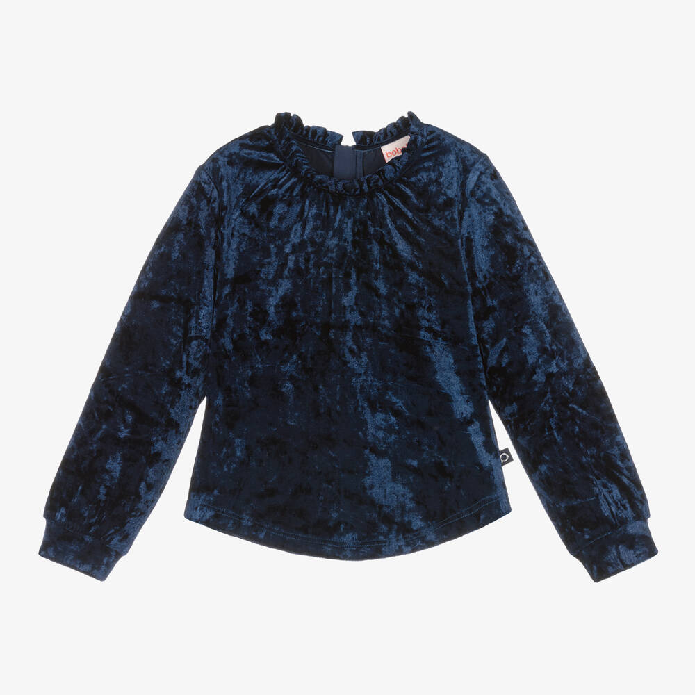 Boboli - Girls Navy Blue Velour Top | Childrensalon