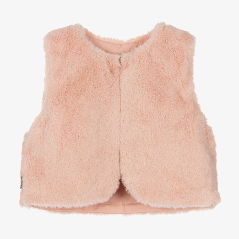 Jackets & Coats, Gymboree Pink L 112 Faux Fur Hooded Vest Great Shape