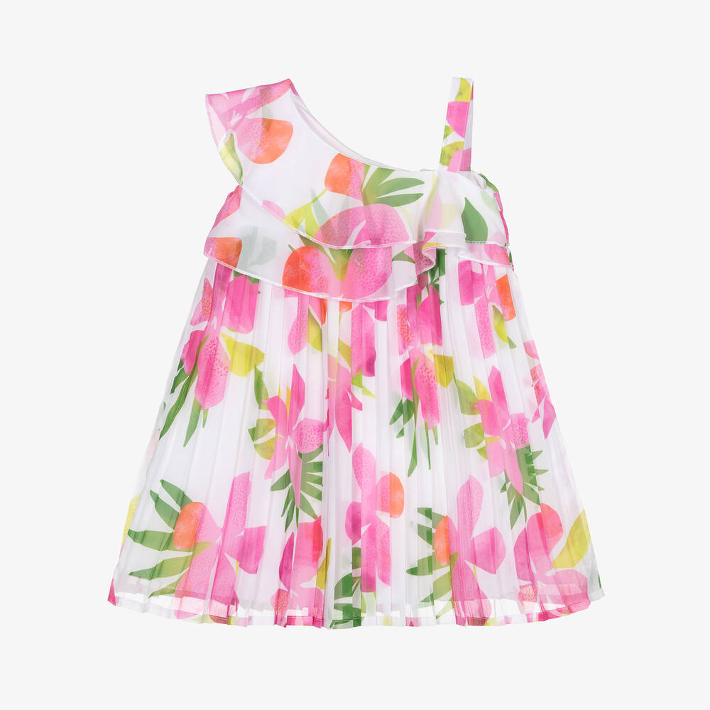 Boboli - Girls Pink & White Floral Chiffon Dress | Childrensalon