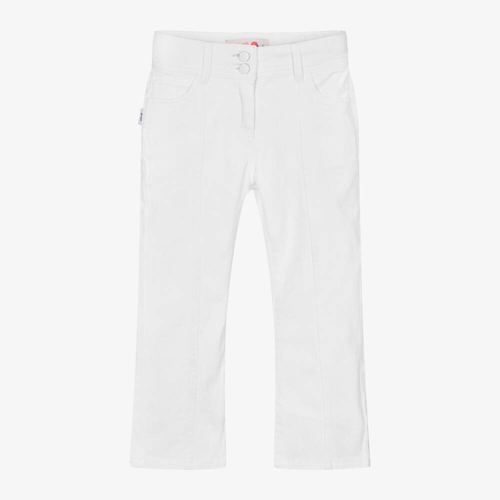 Boboli - Girls White Flared Jeans | Childrensalon