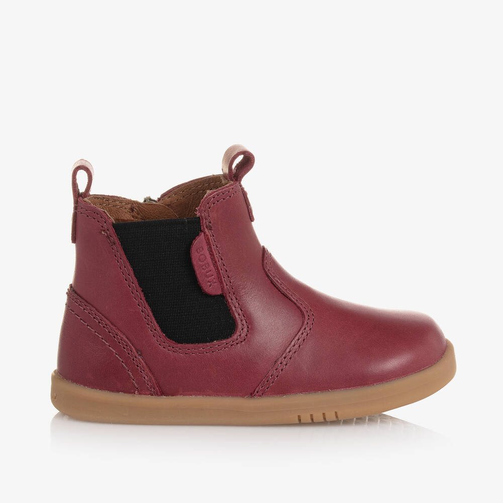 Shop Bobux Baby Girls Burgundy Red Leather Chelsea Boots
