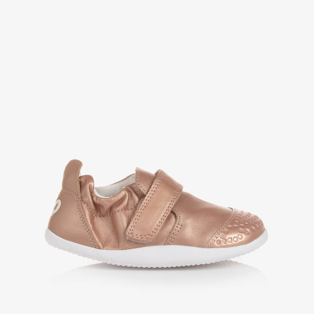 Bobux Baby Girls Rose Gold Leather First Walkers