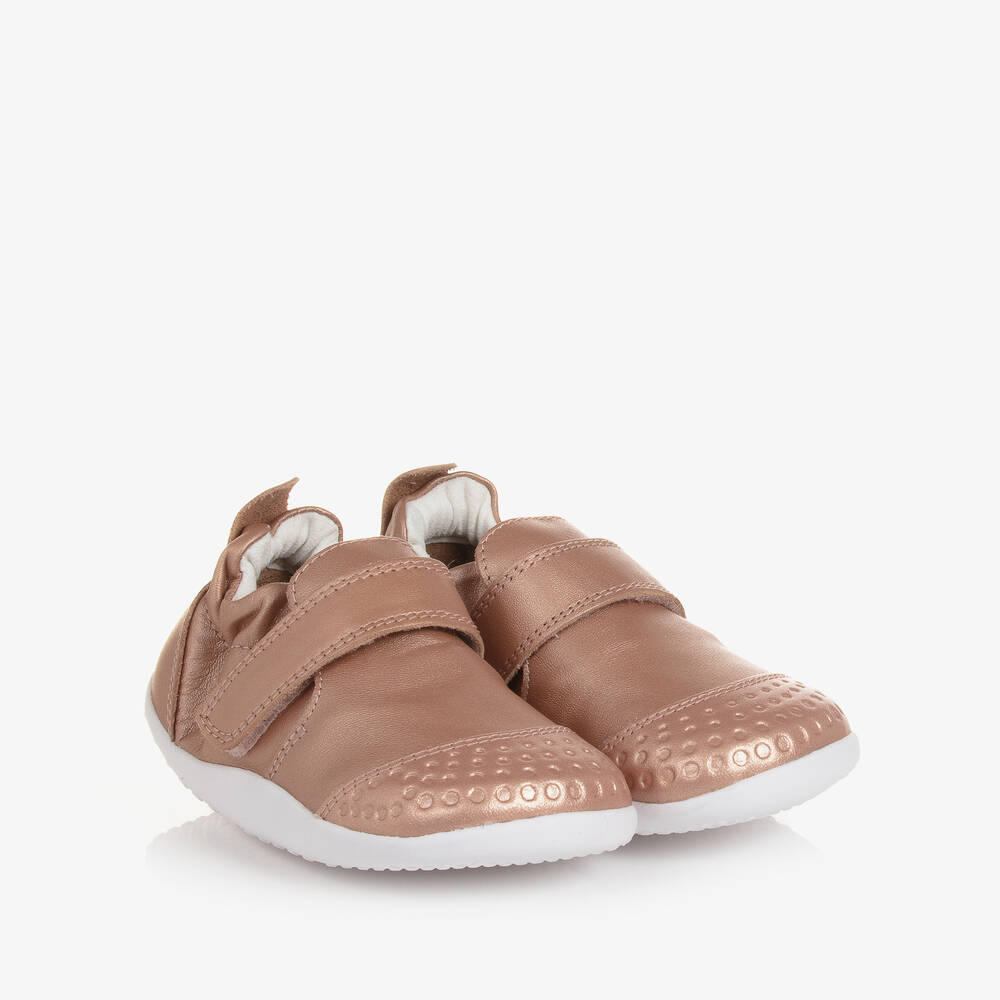 Bobux - Кожаные туфли цвета розового золота для малышек | Childrensalon