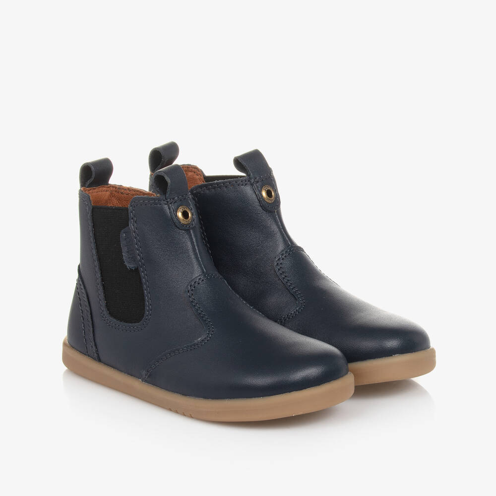 Bobux IWalk - Boys Blue Leather Ankle Boots | Childrensalon