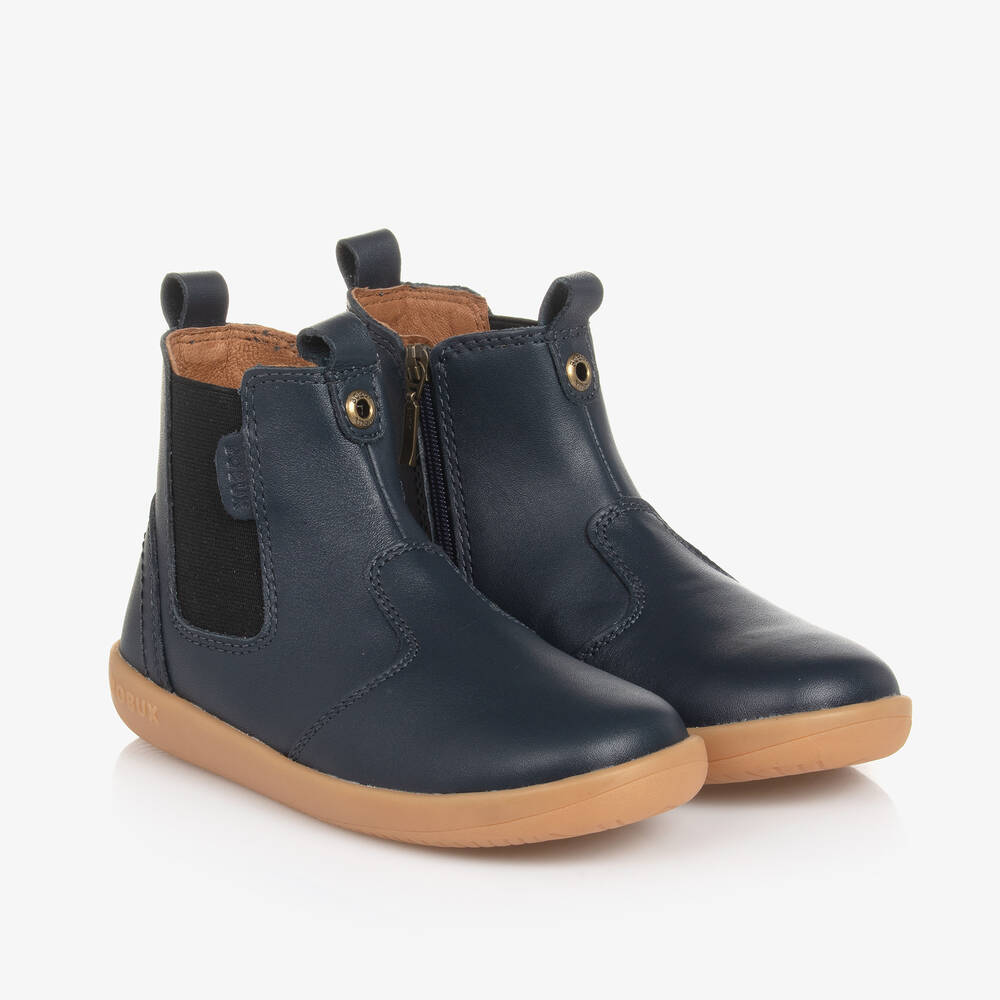 Bobux Kid + - Boys Blue Leather Ankle Boots | Childrensalon