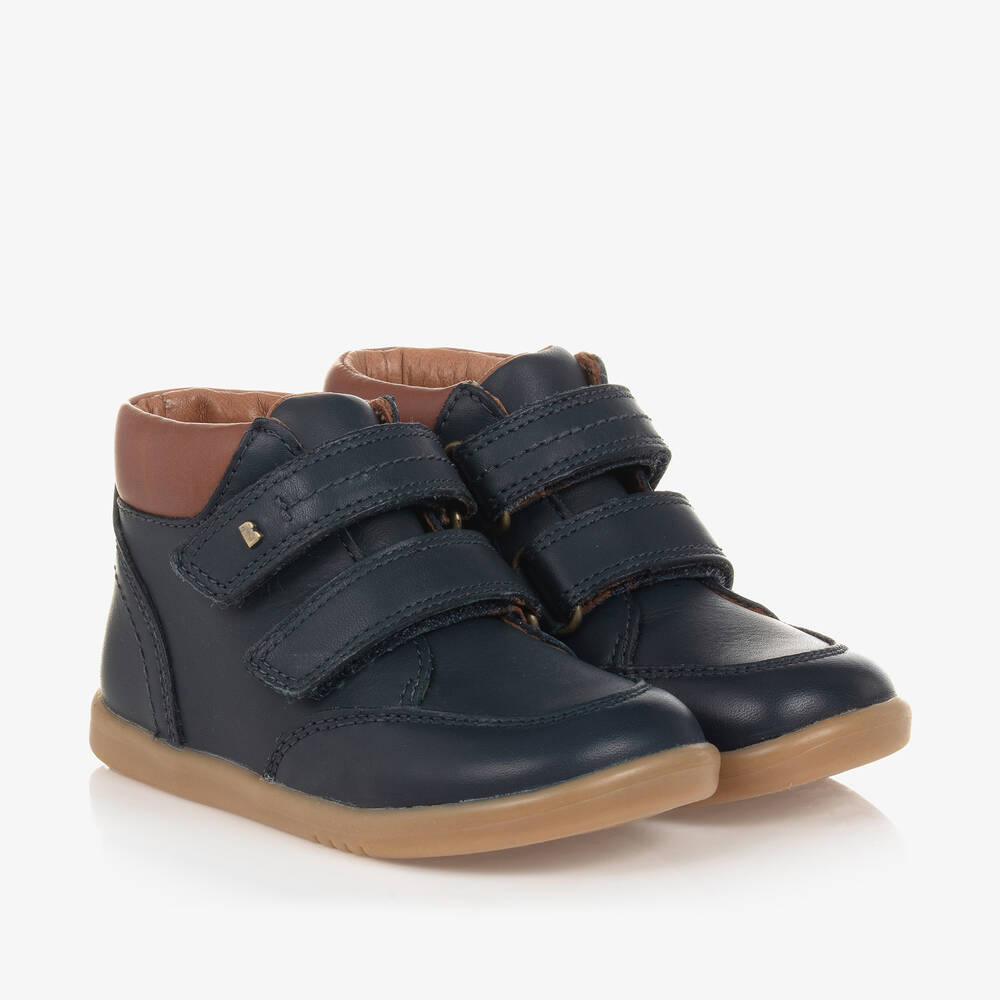 Bobux IWalk - Синие кожаные ботинки для мальчиков | Childrensalon