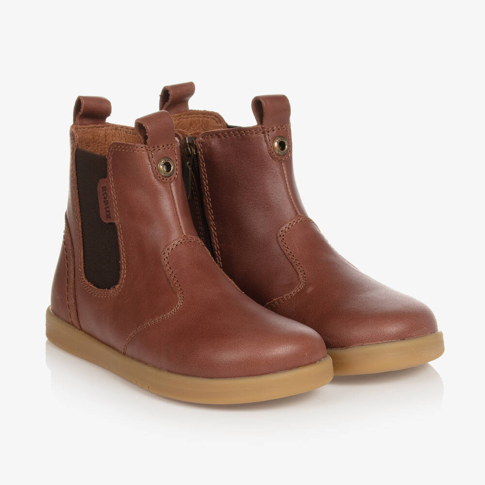 Bobux Kid + - Brown Leather Ankle Boots | Childrensalon