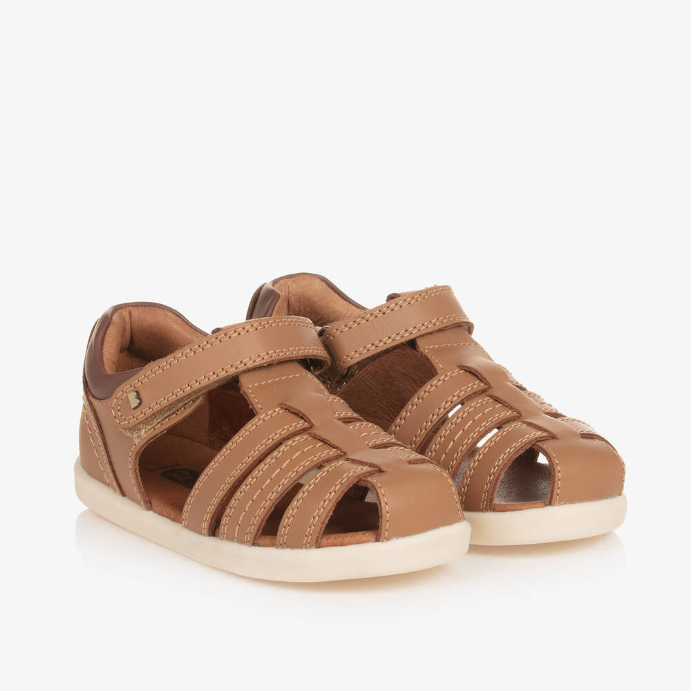 Bobux IWalk - Brown Leather Velcro Sandals | Childrensalon