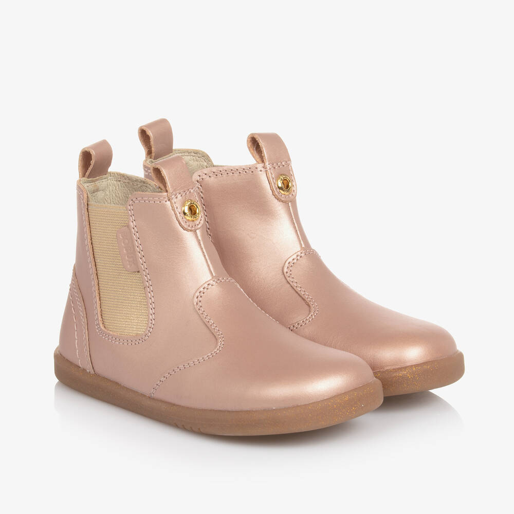 Bobux IWalk - Girls Pink Leather Ankle Boots | Childrensalon