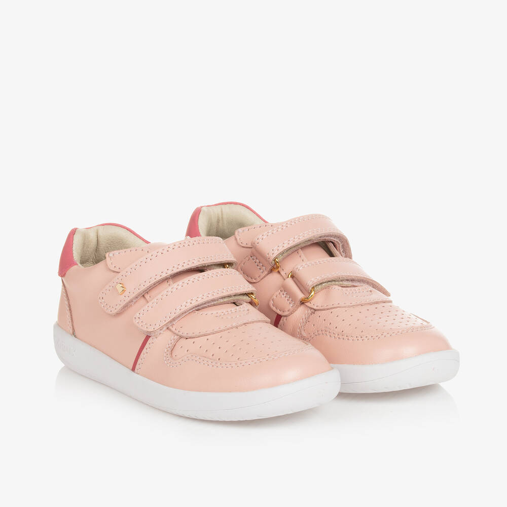 Bobux Kid + Kids' Girls Pink Leather Velcro Trainers