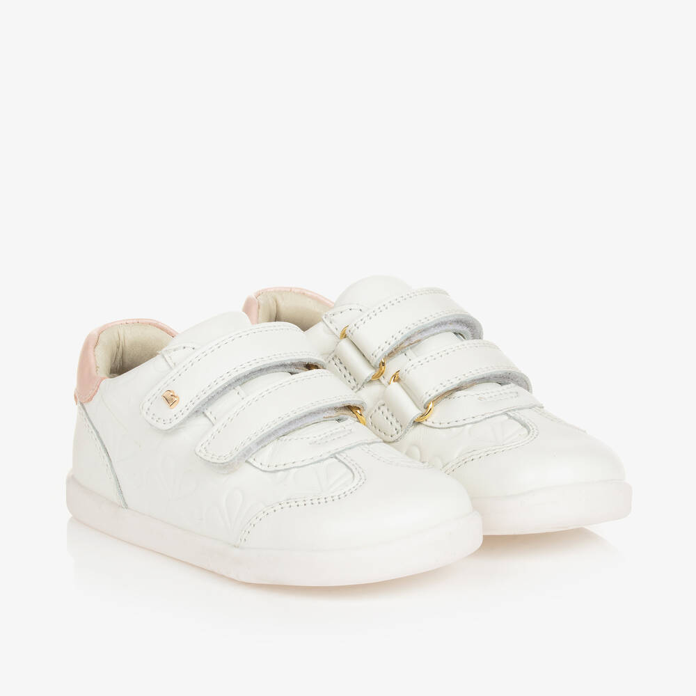 Bobux IWalk - حذاء رياضي بشريط لاصق أطفال بناتي جلد لون أبيض | Childrensalon