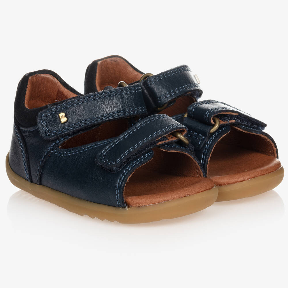 Bobux Step Up - Navy Blue Leather Baby Sandals | Childrensalon
