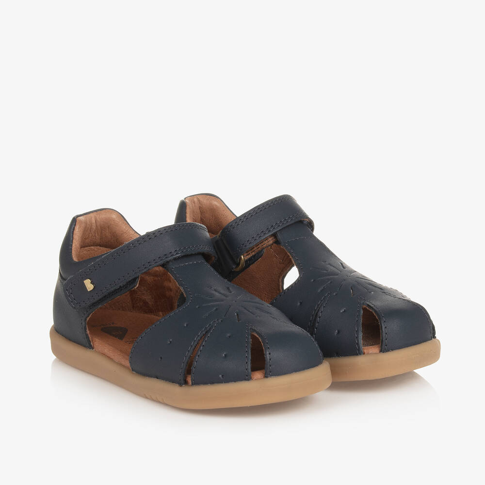 Bobux Iwalk Babies'  Navy Blue Leather Velcro Sandals