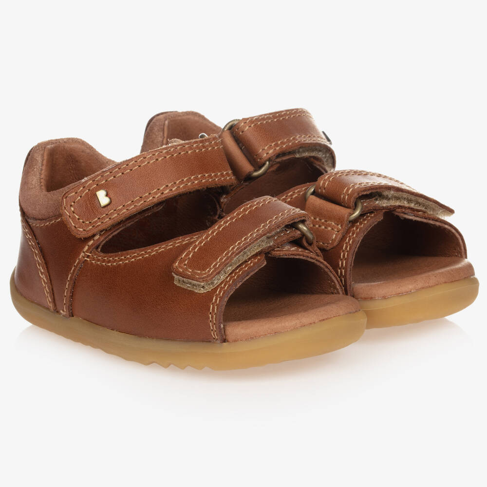 Bobux Step Up - Tan Brown Leather Baby Sandals | Childrensalon