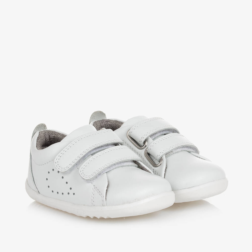 Bobux - White Leather First-Walker Baby Trainers | Childrensalon