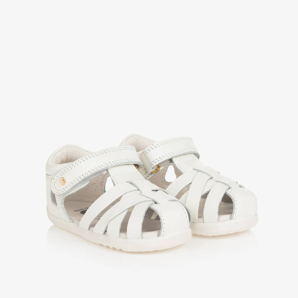 Bobux Step Up - White Leather First Walker Sandals | Childrensalon