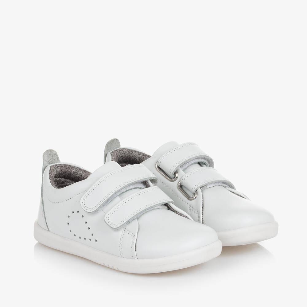 Bobux - Белые кожаные кроссовки на липучке для малышей | Childrensalon