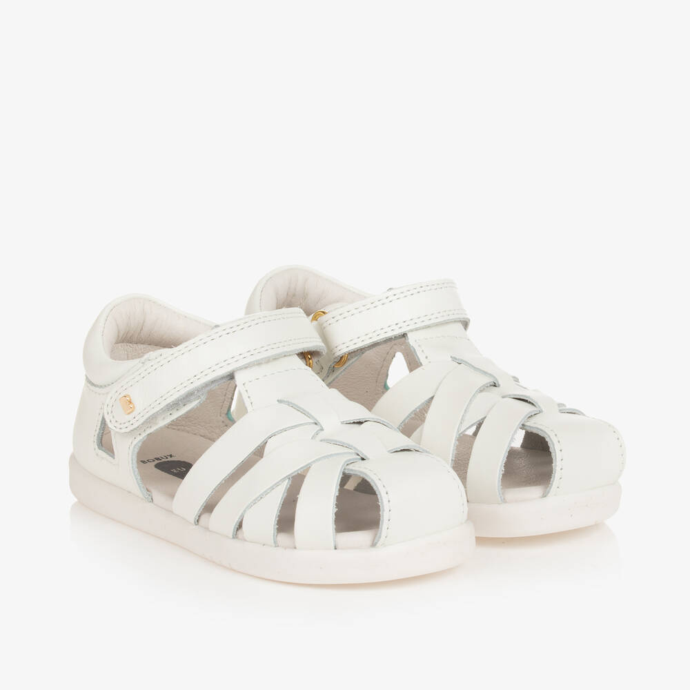 Bobux IWalk - White Leather Velcro Sandals | Childrensalon