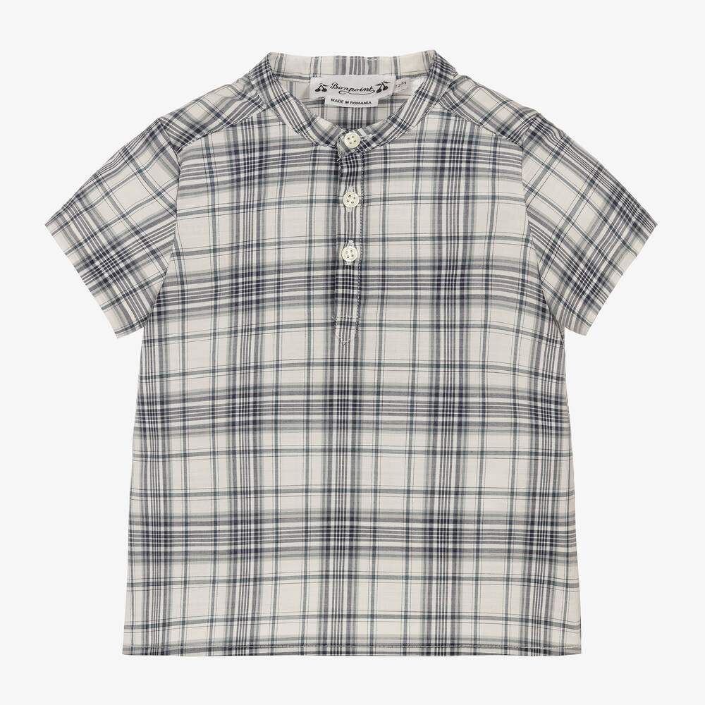 Bonpoint - قميص قطن مربعات لون أزرق أطفال ولادي | Childrensalon