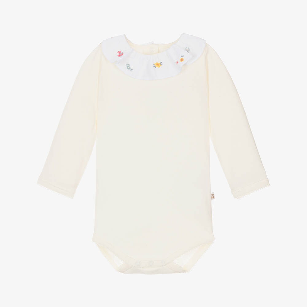Bonpoint - Baby Girls Ivory Cotton Bodysuit | Childrensalon