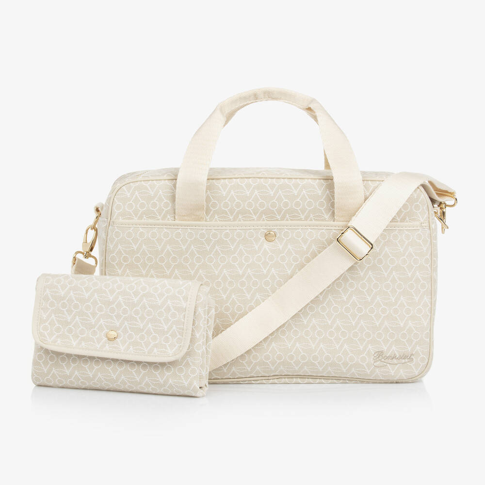 Bonpoint - Beige Monogram Changing Bag (41cm) | Childrensalon