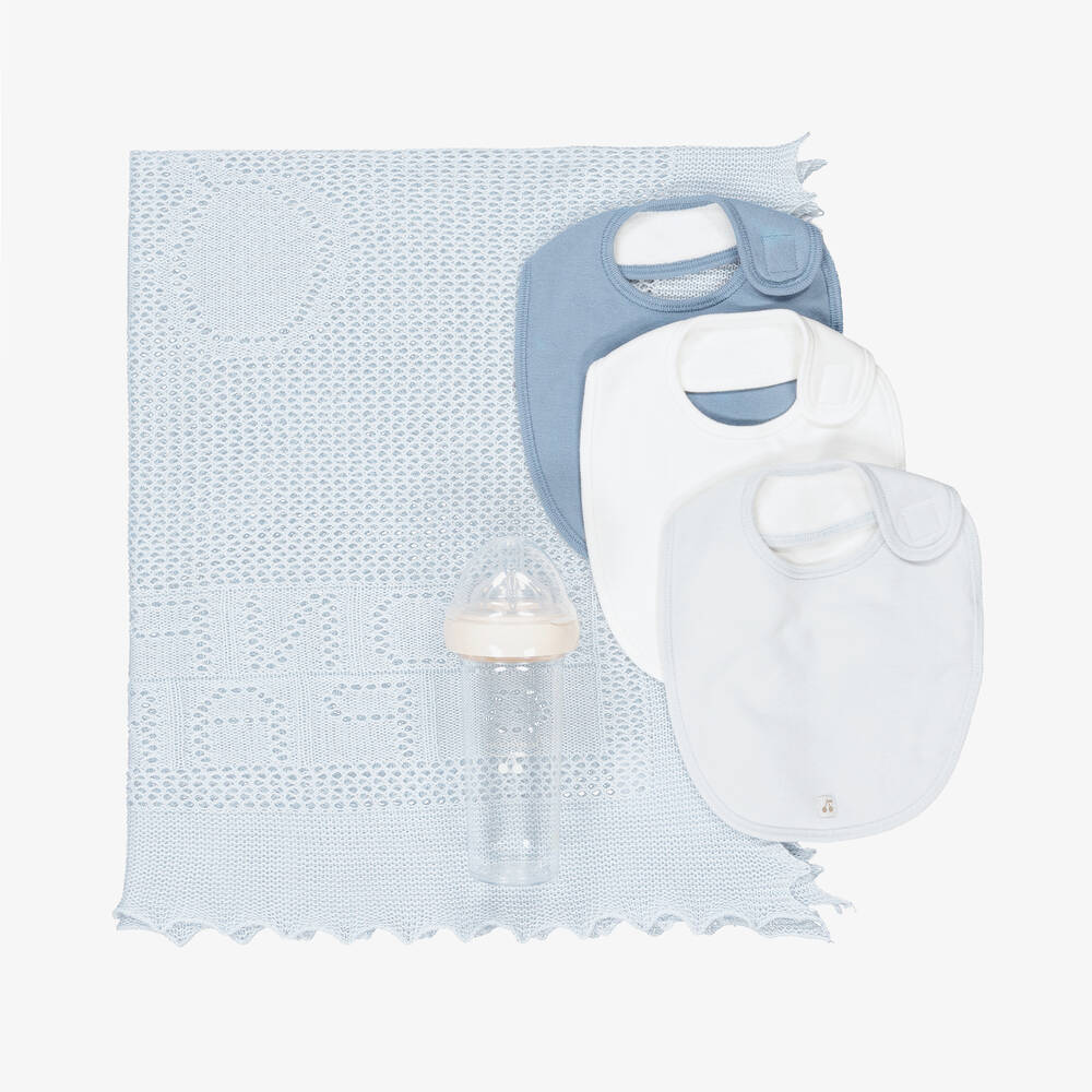 Bonpoint - Blue Baby Blanket & Feeding Gift Set | Childrensalon