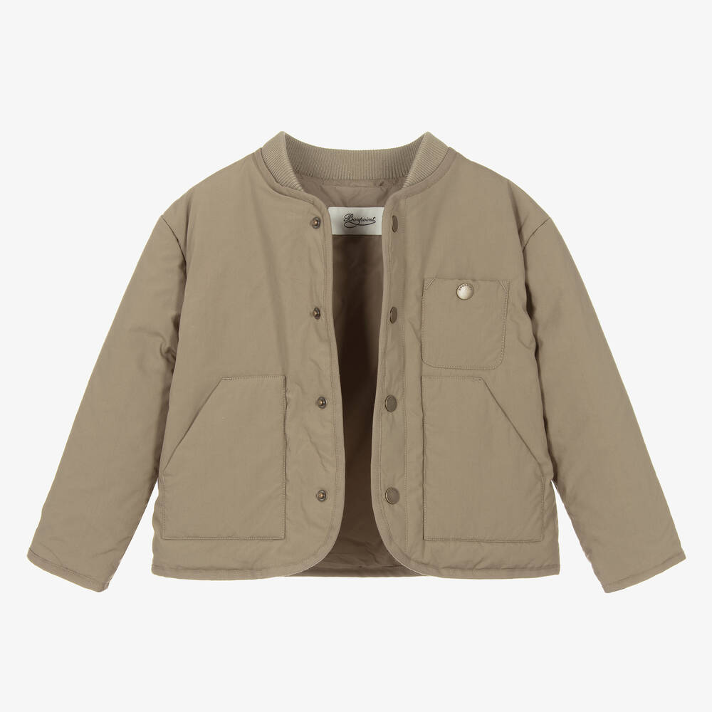 Bonpoint - Boys Beige Cotton Jacket | Childrensalon