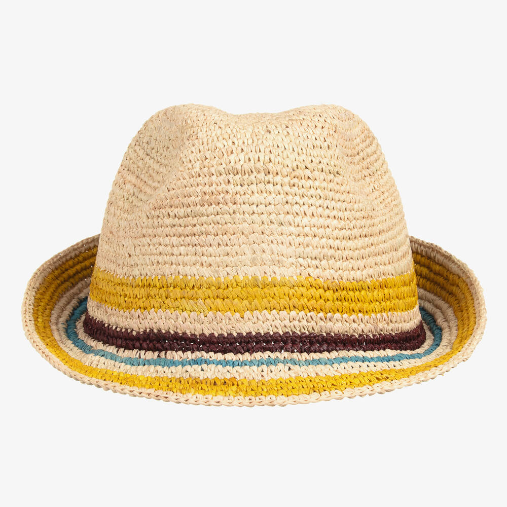 Bonpoint - قبعة قش رافيا لون بيج للأولاد | Childrensalon
