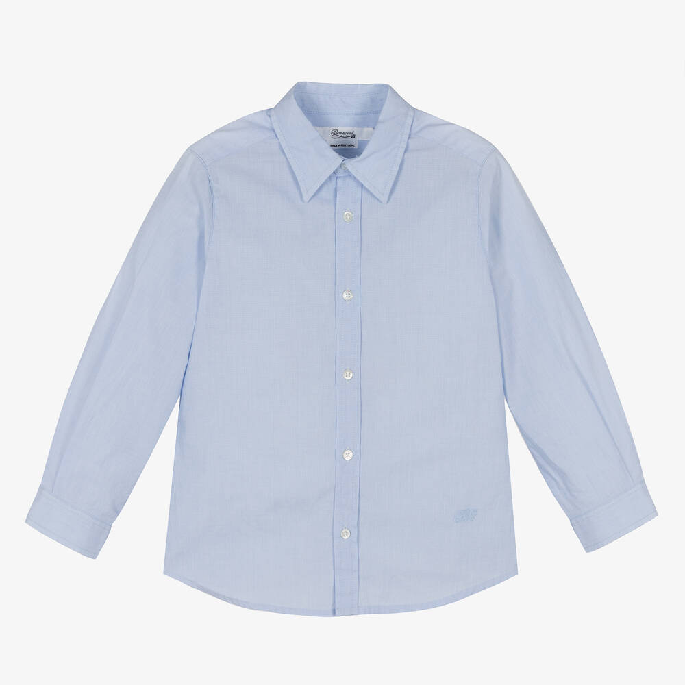 Bonpoint - Голубая рубашка из органического хлопка | Childrensalon