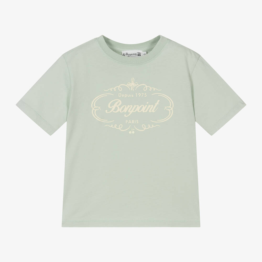 Bonpoint - Boys Green Cotton T-Shirt | Childrensalon