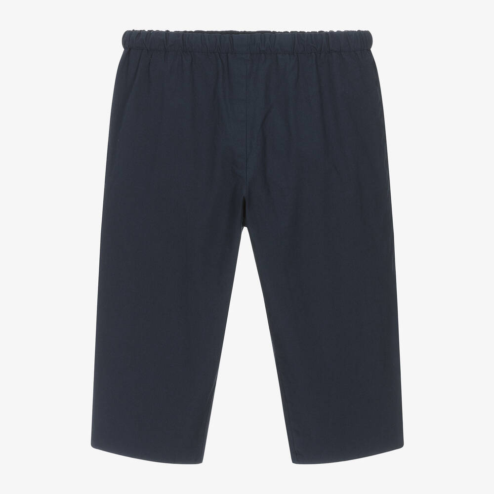 Bonpoint - Boys Navy Blue Cotton Trousers | Childrensalon
