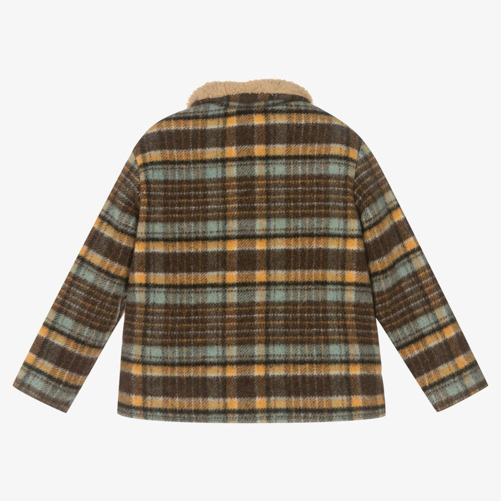 Bonpoint - Brown Check Wool Jacket | Childrensalon