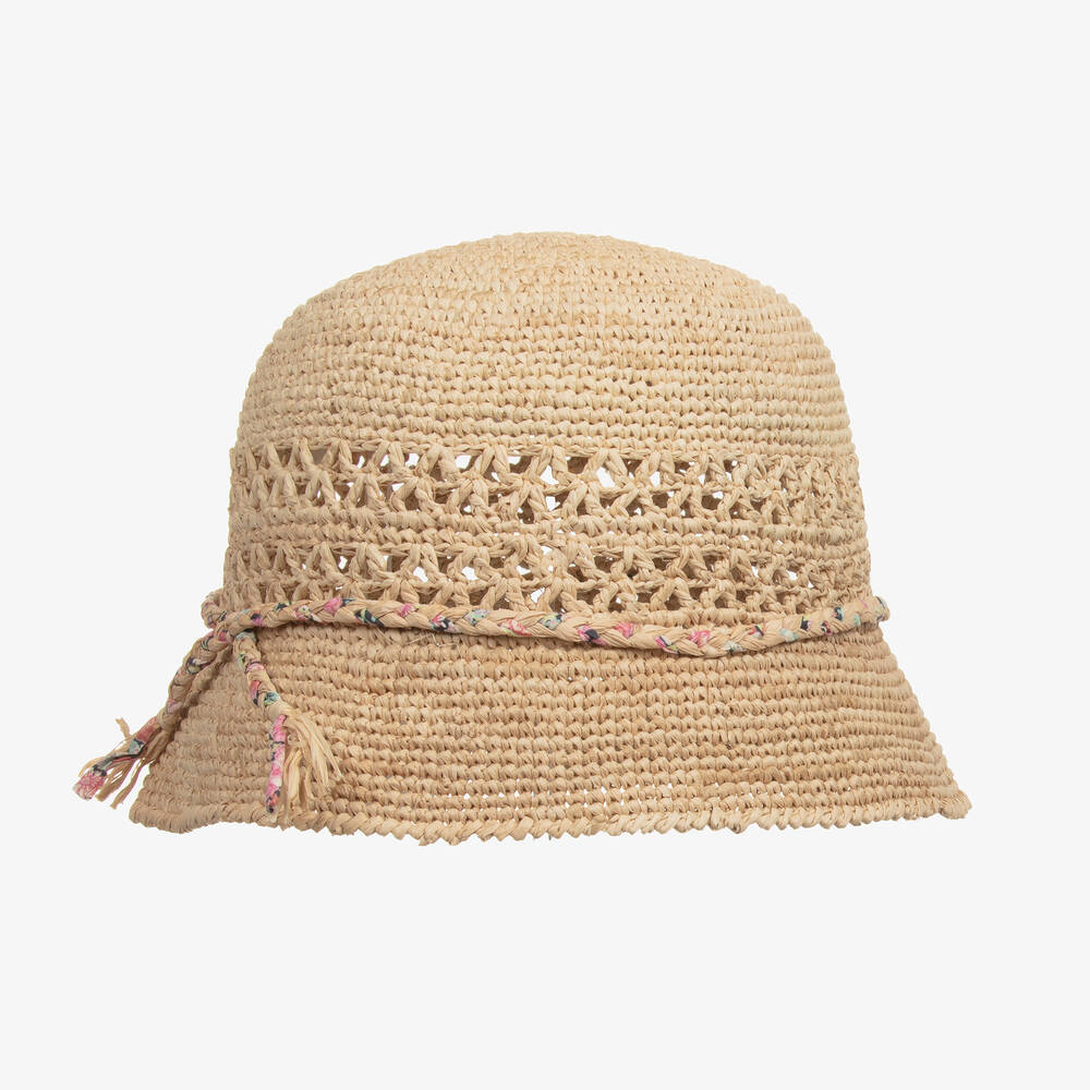 Bonpoint - Бежевая соломенная шляпа для девочек | Childrensalon