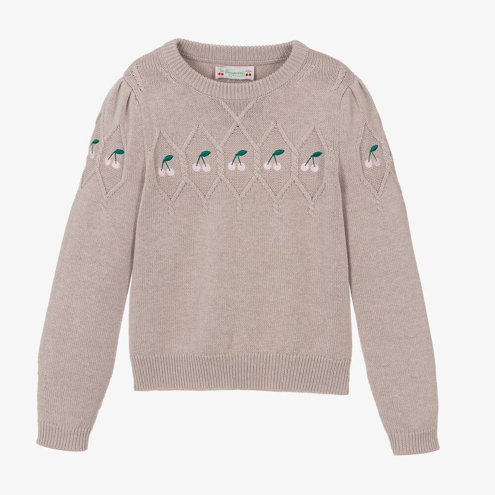 Bonpoint Kids' Girls Beige Wool & Cotton Knit Jumper | ModeSens