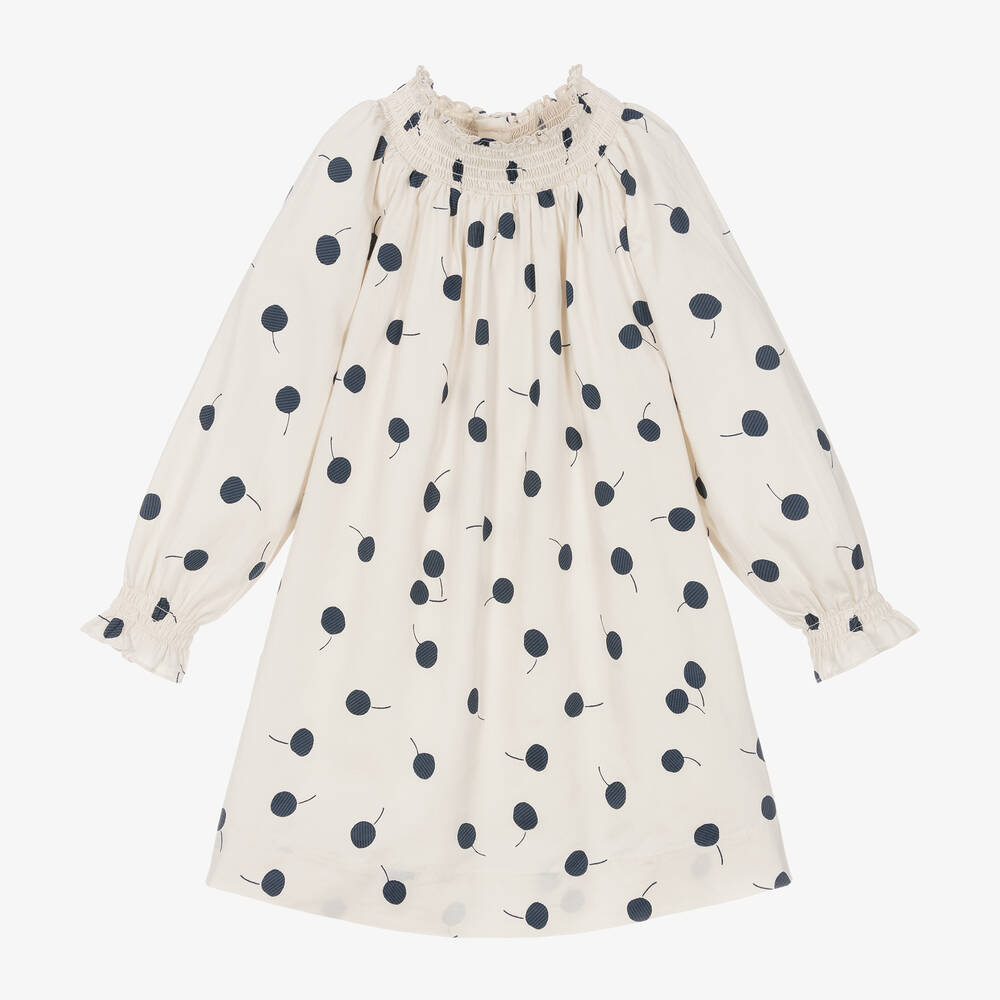 Bonpoint - Girls Ivory Cotton Cherry Dress | Childrensalon