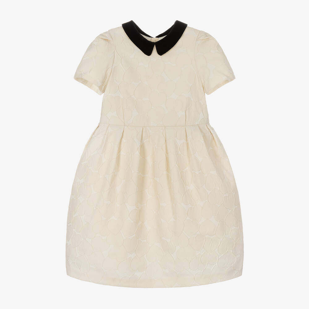 Bonpoint - Girls Ivory Jacquard Hearts Dress | Childrensalon