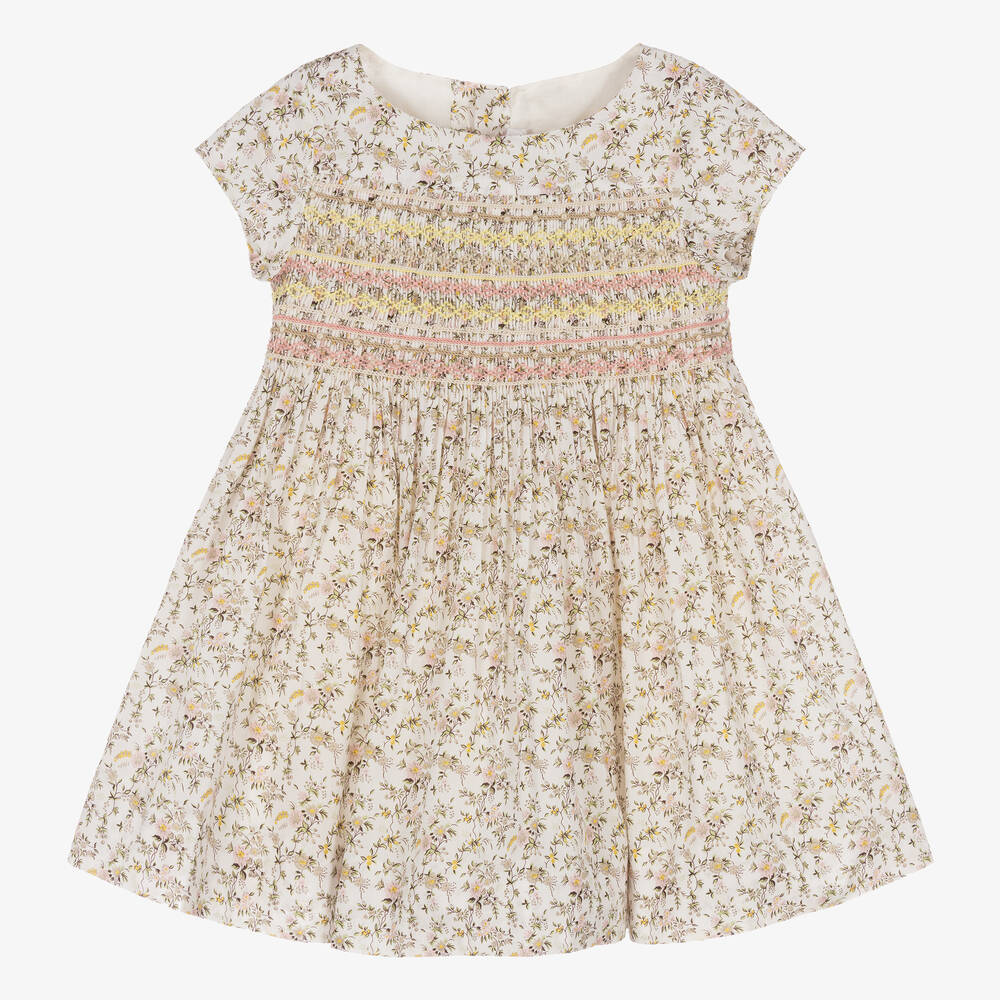 Bonpoint - Кремовое платье с принтом Liberty со сборками | Childrensalon