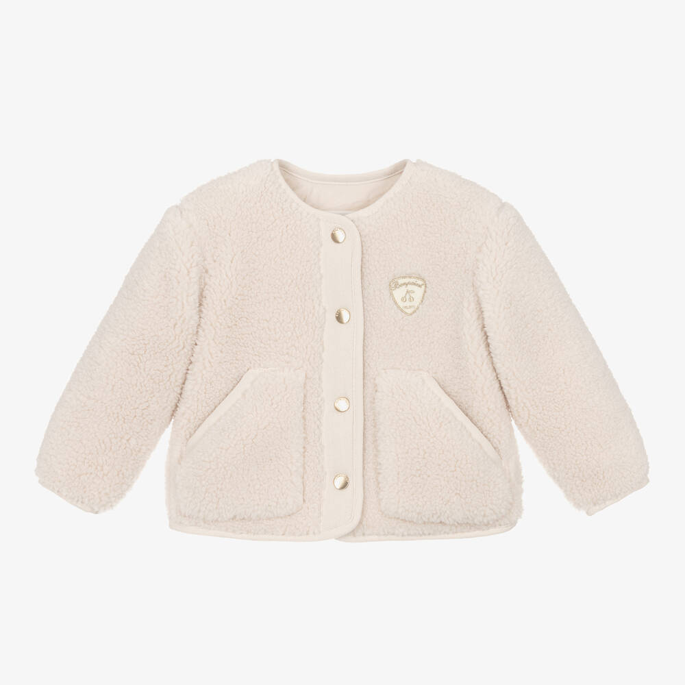 Bonpoint - Girls Ivory Padded Fleece Jacket | Childrensalon