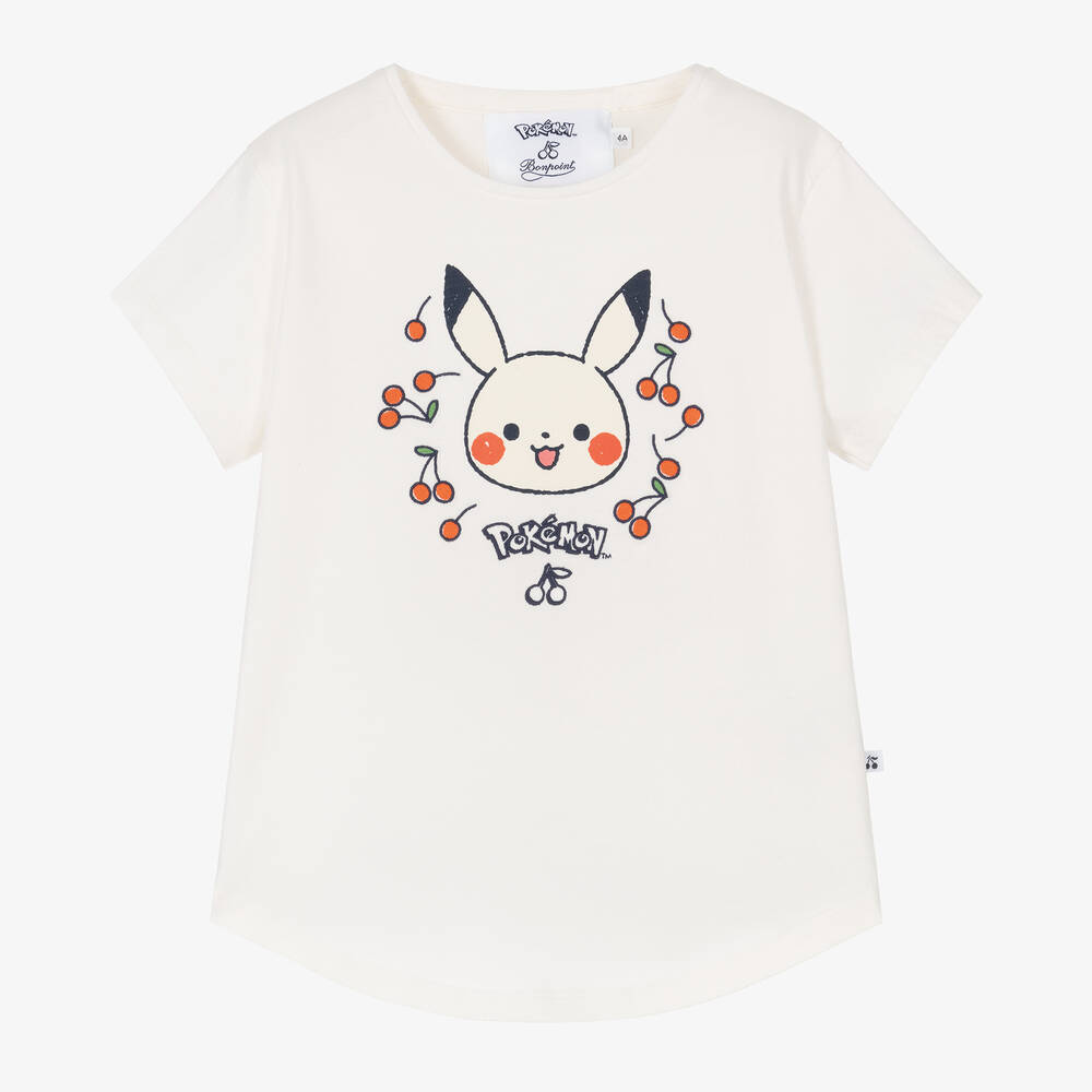 Bonpoint - Girls Ivory Pokémon Cotton T-Shirt | Childrensalon